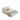 Modern white fabric bed with padded headboard, decorative pillows, and beige throw blanket