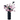Black vase with pink and white flowers on a white background