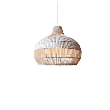 Modern large spherical pendant lamp with wooden slats and warm light, stylish home décor