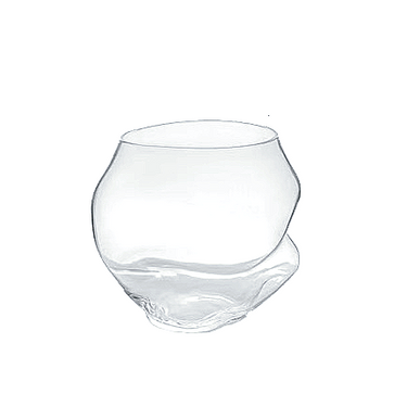 A lead-free crystal handmade whiskey glass with a unique design, clear in color, not showing any distinct patterns or embellishments.