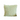 A green square-shaped cushion with a shaggy, textured appearance and a hidden zipper.