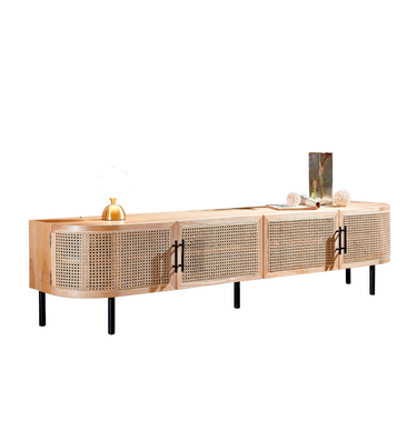 wood TV table with storage compartments