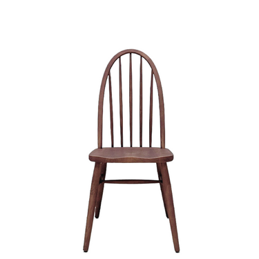 Wooden chair with spindle back design on a white background