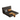 A brown leather foldable sofa with a reclining backrest and a decorative brown blanket on the arm.