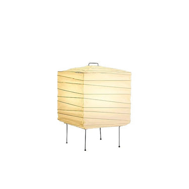 Square paper lamp with a beige shade on a white background
