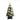 Decorated Christmas tree with gold ribbons, silver and white ornaments, star topper on black basket base