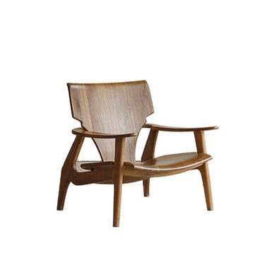 Designer wooden lounge chair with curved backrest and armrests from LaFloria Home Décor