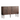A brown wooden buffet with three carved panels featuring what appears to be stylized, abstract human figures.