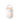 White ceramic lantern with square and round cutouts and wooden handle, softly lit from within