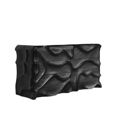 Black sculptural designer sideboard with wavy textured drawers for modern home décor