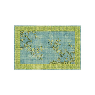 LaFloria blue and green floral designer rug with branch and flower pattern for home décor