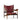 Mid-century modern lounge chair with rich red leather upholstery and dark wooden frame