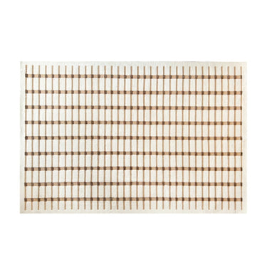 LaFloria beige rug with brown grid pattern, minimalist designer home décor accessory