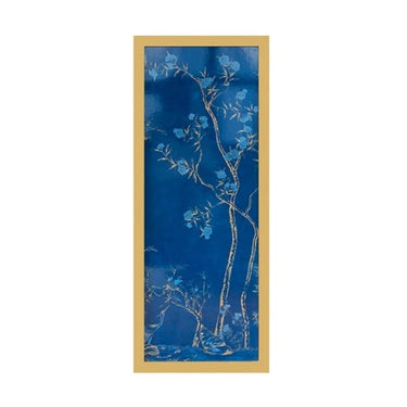 LaFloria decorative wall art featuring blue floral branches on a deep blue background with a beige frame