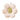 A beige flower-shaped cushion with a green center, made of cotton stuffing and with a corduroy cover.