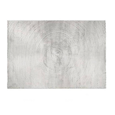 A modern geometric-patterned grey rug with a textured appearance, suitable for indoor use.