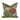 Olive green decorative cushion with embroidered red and blue floral designs, ideal for elegant home décor