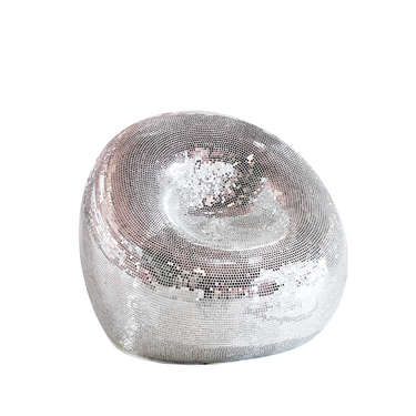 Silver disco ball on a white background