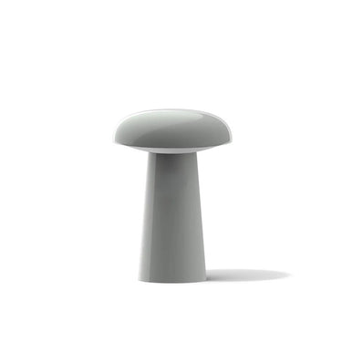 Gray mushroom-shaped lamp on a white background