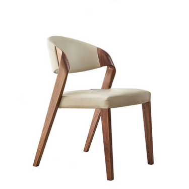 walnut wood chair with leather seat cushion