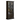 A black solid pinewood hutch with a glass door and metal knobs, featuring a traditional vintage design.