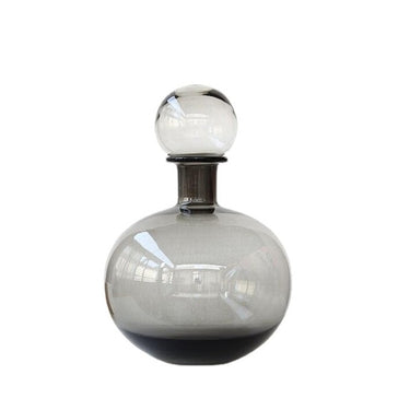 LaFloria designer-made smoky glass decanter with round stopper for stylish home décor