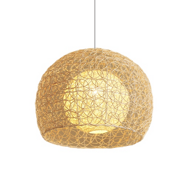 rattan pendant light with woven shade
