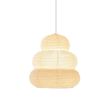 LaFloria three-tier beige paper pendant lamp with horizontal ribbed texture, modern home décor lighting