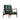 Green leather mid-century modern armchair with wooden frame and tufted cushions