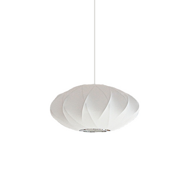 LaFloria modern white sculpted pendant ceiling lamp with fabric texture and chrome details