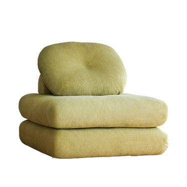 Modern green velvet plush lounge chair with cushioned backrest and seat