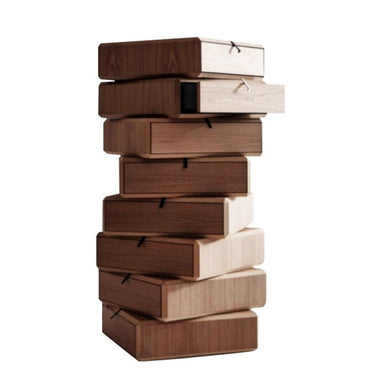 Molten Drawers — stackable solid wood chest of drawers with gold-plated metal handles