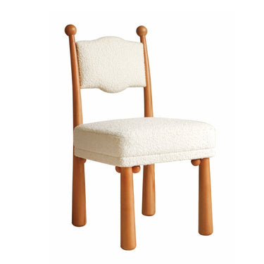 LaFloria designer wooden chair with cream boucle fabric seat and backrest, modern home décor