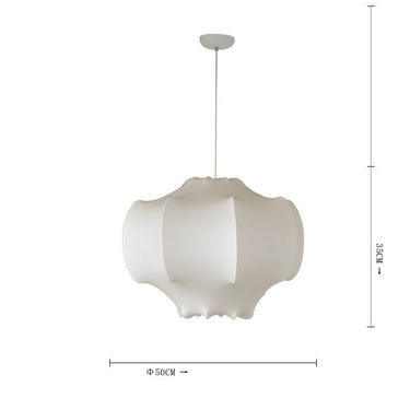 Modern white pendant ceiling lamp with unique rounded design, 50cm width, 35cm height