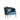 Elegant blue velvet armchair with gold carved wood frame and floral embroidered cushion