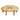 Round wooden coffee table with woven cane top and six legs, minimalist home décor