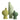 Set of three designer textured ceramic vases in green and yellow tones for modern home décor