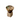 A handcrafted ceramic cup with a brownish-tan finish, displayed on a beige stand, with a green plant inside.