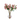 Bouquet of pink artificial roses in a clear glass vase on a white background