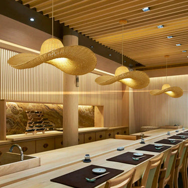 Rattan Hat Chandelier