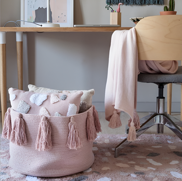 Cotton Woven Tassel Basket