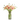 Tall clear glass vase with golden rim holding pink artificial fluffy flowers and green stems for home décor