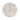 A round wool rug with a geometric pattern of various colors.