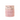 Pink lampshade with fringe design on a white background
