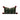 A decorative rectangular pillow shown on a light gray background with Chinese text above and below. The pillow has a dark green glittery textured surface with embroidered red-and-white candy cane motifs and red pom-pom accents at the corners.
