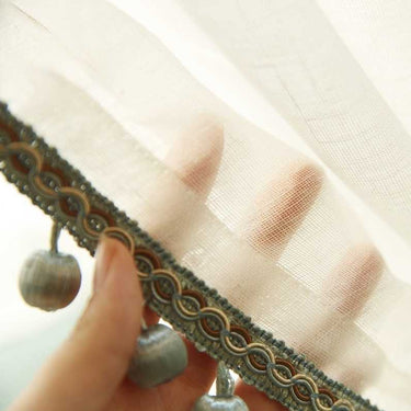 Sheer Curtain with Pom Pom