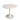 Modern white round pedestal table with unique curved base design for stylish home décor