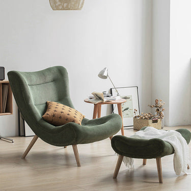 velvet accent chair with solid oak wood frame
