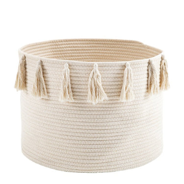 Cotton Woven Tassel Basket
