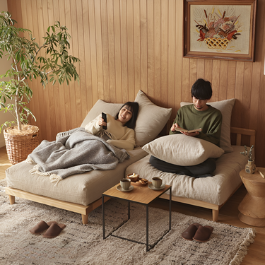 French Linen Ashwood Sofa